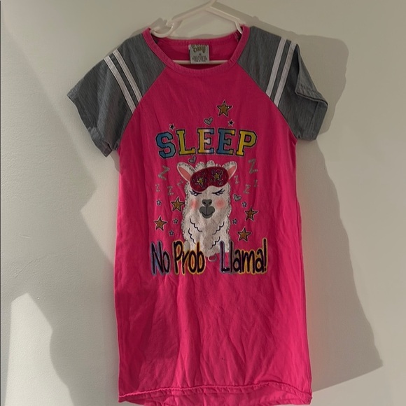 Pink and Gray Nightgown with Playful Design - Picture 1 of 5